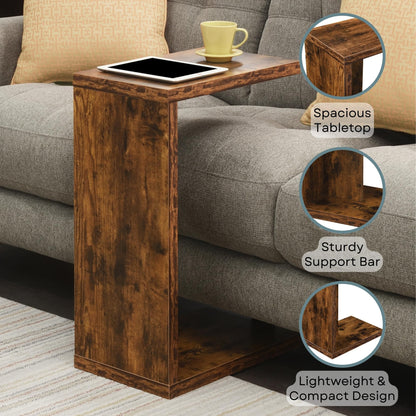 Convenience Concepts Northfield Admiral C Shaped End Table 18" - Contemporary Modern C Shaped Side Table, Minimalist Couch Sliding End Table for Living Room, Barnwood