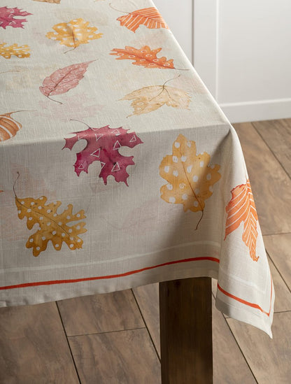 Maison d' Hermine Table Cloth Rectangle Table 100% Cotton 60 x 108 Inches Fall Tablecloth Reusable Everyday Use for Thanksgiving Christmas Decorations Dining Farmhouse Party (Colours of Autumn)