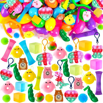 JOYIN 48Pcs Prefilled Easter Eggs with Assorted Toys, Filled Easter Eggs, Easter Egg Hunt, Easter Basket Stuffers for Toddler