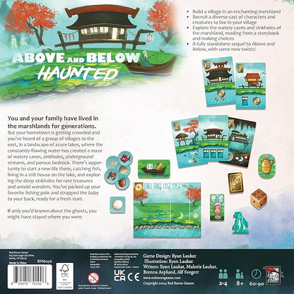 Above and Below: Haunted Board Game | Spooky Story Adventure | Red Raven Games | Light Strategy Village Building | 2–4 Players | Ages 8+ | Cards Dice &amp Ghostly Encounters
