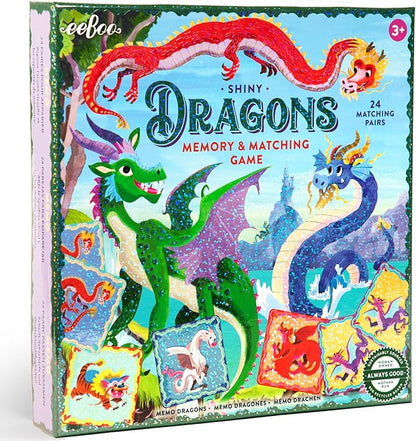 eeBoo: Memory and Matching Game - Shiny Dragons - 24 Pairs Develops Recognition Concentration Memory &amp Vocabulary Skills Age 3+