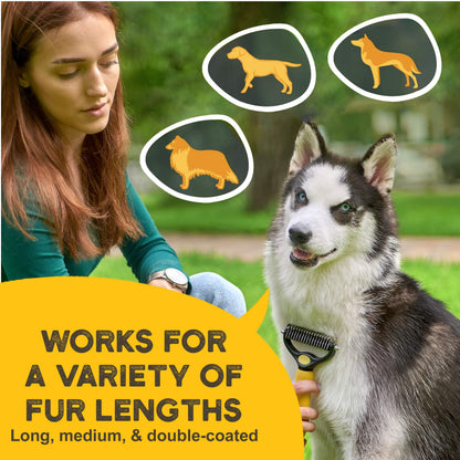 Pawradise Deshedding Dog Brush - Double-Sided Pet Hair Remover for Cats & Dogs - Yellow Undercoat Grooming Rake for Shedding and Dematting