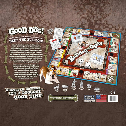 Late for The Sky Bulldog-Opoly Board Game – Bulldog Lovers Family Game Property Trading Dog Theme 2–6 Players Ages 8+ Great Gift for Dog Owners