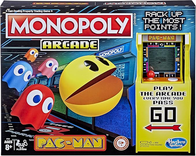 Monopoly Arcade Pac-Man Game Board Game for Kids Ages 8 and Up Includes Banking and Arcade Unit