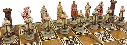 Hot Products Medieval Times Crusades King Richard The Lionheart Knight Color Painted Chess Men Pieces Set - NO Board