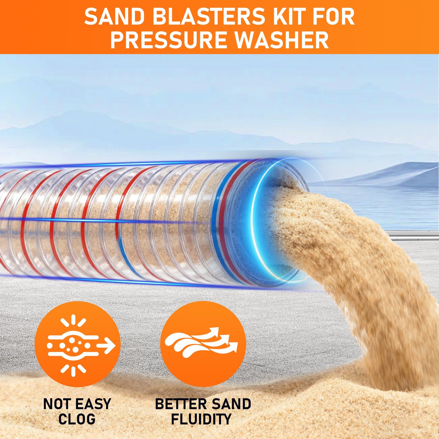 RIDGE WASHER Pressure Washer Sandblasting Kit, Dustless-Wet Sand Blaster for Pressure Washers, 5000 PSI, 8.0 GPM, 1/4 Inch Quick Connect
