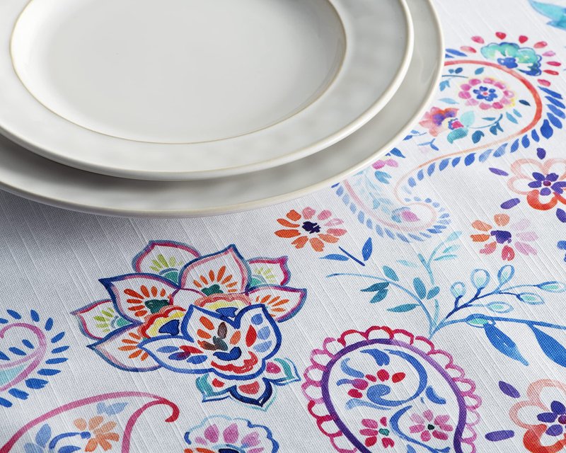 Maison d' Hermine Table Cloth Rectangle Table 100% Cotton 60 x 90 Inches Tablecloth Reusable Decorative for Dining Kitchen Room Farmhouse Home Gifts for Mothers Day Spring Summer - Indian Floral
