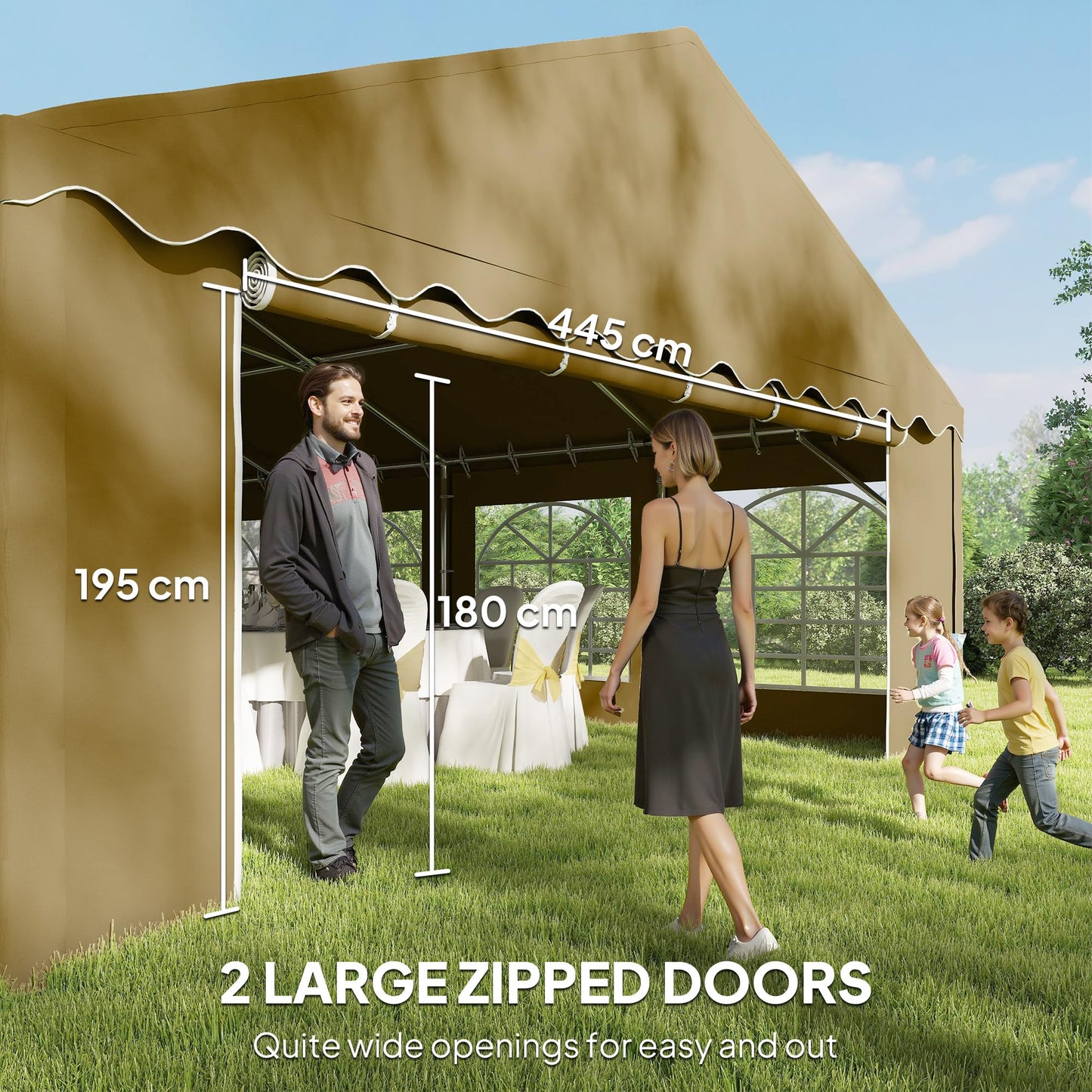 Outsunny 20' x 40' Heavy Duty Party Tent, Galvanized Outdoor Canopy Tent Large Event Shelter with Removable Sidewalls, 12 Windows and 2 Doors, Tents for Parties, Wedding, Events, BBQ Grill, Brown