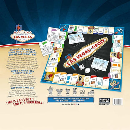 Late for The Sky Las Vegas-Opoly Property Trading Board Game – Vegas Theme Family Party Game for 2-6 Players Ages 8+ Tokens Dice Cards City Blocks and Keys to The City