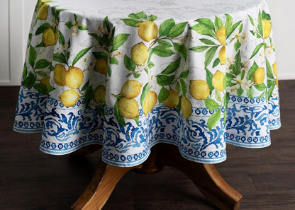 Maison d' Hermine Table Cloth Round Table 100% Cotton 63 Round Inches Tablecloth Reusable Decorative for Dining Kitchen Room Farmhouse Home Gifts for Mothers Day Spring Summer - Cedrat