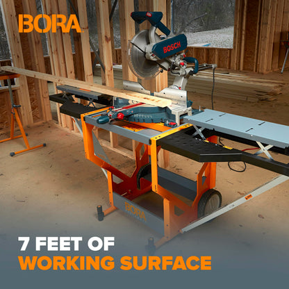Bora Portamate Miter Saw Stand Work Station 400 Lbs Max Weight Portable Rolling Table Saw Stand Workbench with Folding Wing Extensions Miter Saw Stands PM-8000