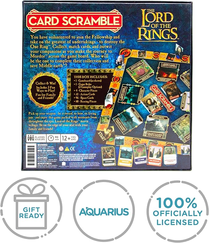 Aquarius Lord of The Rings Card Scramble Board Game - Fun Family Party Game for Kids Teens &amp Adults - Entertaining Game Night Gift - Officially Licensed Merchandise