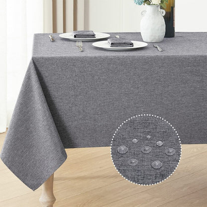 Veblandy Rectangle Tablecloth Linen Textured Waterproof & Stain Resistant Table Cloth Wrinkle Free Decorative Fabric Farmhouse Table Cover for Dining/Party/Buffet/Wedding, 60 x 84 Inch, Dark Grey