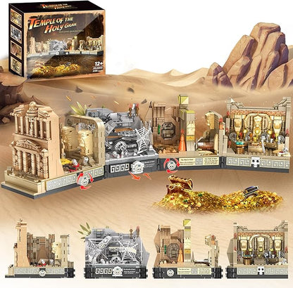 BuicraHub Temple Building Set Ideal for Adult 5-in-1 Construction Toy Includes Gate Three Levels and Holy Grail Scene Building Block Birthday Gift for Kids 8-12 Years Old 2388Pcs