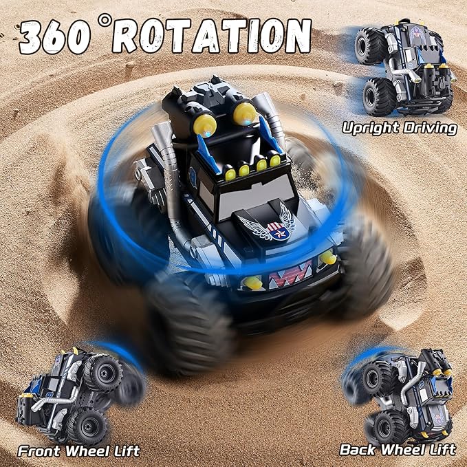 3-in-1 Amphibious Remote Control Car RC Boat/Water Gun 2.4GHz All Terrain Waterproof Monster Trucks for Boys Age 4-7 W/2 Batteries 70 min Birthday Gift Pool Toys for Kids Ages 4-8