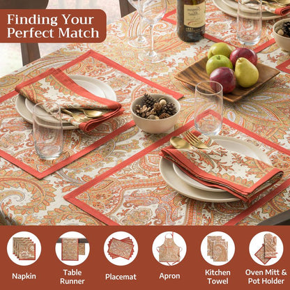 Maison d' Hermine Table Cloth Square Table 100% Cotton 54 x 54 Inches Tablecloth Reusable Decorative Everyday Use for Dining Room, Farmhouse, Home, Party, Festive & Wedding - Kashmir Paisley