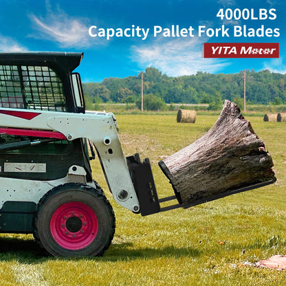 YITAMOTOR 48" Pallet Fork Blades, 4000lbs Capacity Forklift Blades for Tractors Loaders Skid Steer Attachment, 2 Packs