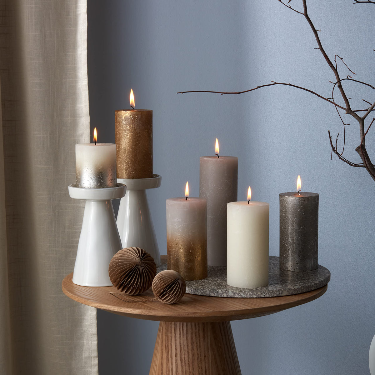 Bolsius Rustic Candle Gift Set - New Sparkle - Box of 6 Candles - Long Burning Time - Household Candle - Interior Decoration - Unscented - Smokeless - Includes Natural Vegan Wax - No Palm Oil