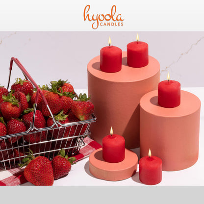 HYOOLA Scented Votive Candles - Strawberry Votive Candles -12 Hour Burn Time - 9 Pack - European Made