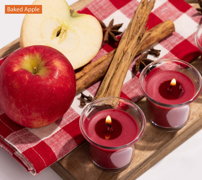 HYOOLA Clear Cup Scented Votive Candles - Baked Apple - 12 Hour Burn Time - 4 Pack - European Made