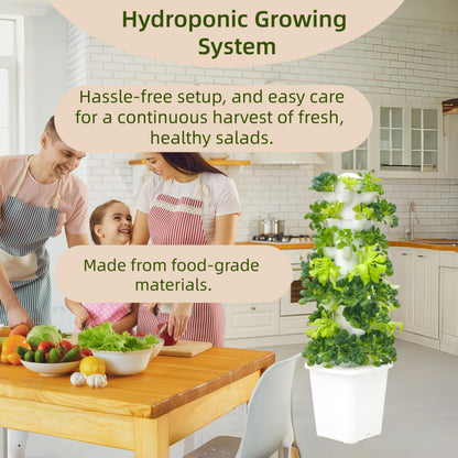 LnzyGarden Hydroponic Growing System Kit - Hydroponic Tower Indoor Smart Vertical Garden,Hydroponic Vegetable System,35 Pods, Automatic Timer, Gardening Gift
