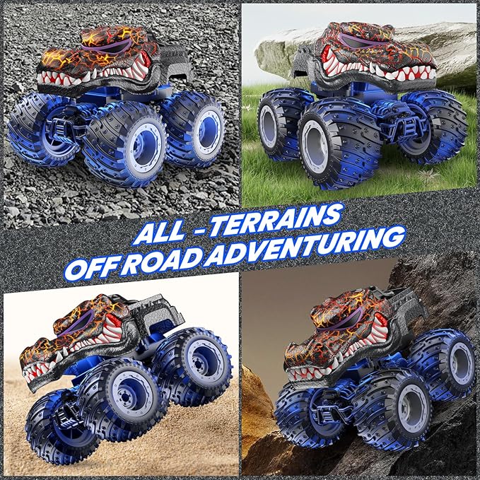 Remote Control Monster Car 2.4GHz RC Crocodile Monster Truck Toys for 3 4 5 6 7 8 Years Old Boys Kids All Terrain RC Truck Off Road with Spray Light Rechargeable Battery Christmas Birthday Gifts
