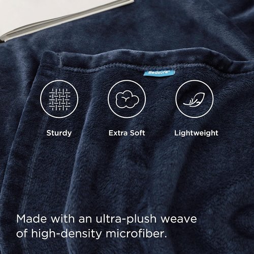 Bedsure GentleSoft King Size Fleece Blanket - Soft, Lightweight, Plush Navy Blue Microfiber, 108x90 Inches