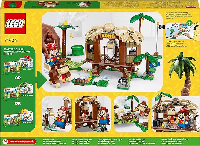 LEGO 71424 Super Mario Donkey Kong Hut Expansion Set Construction Toy with 2 Characters Combine with Starter Pack for Kids Boys and Girls Ages 8 and Above