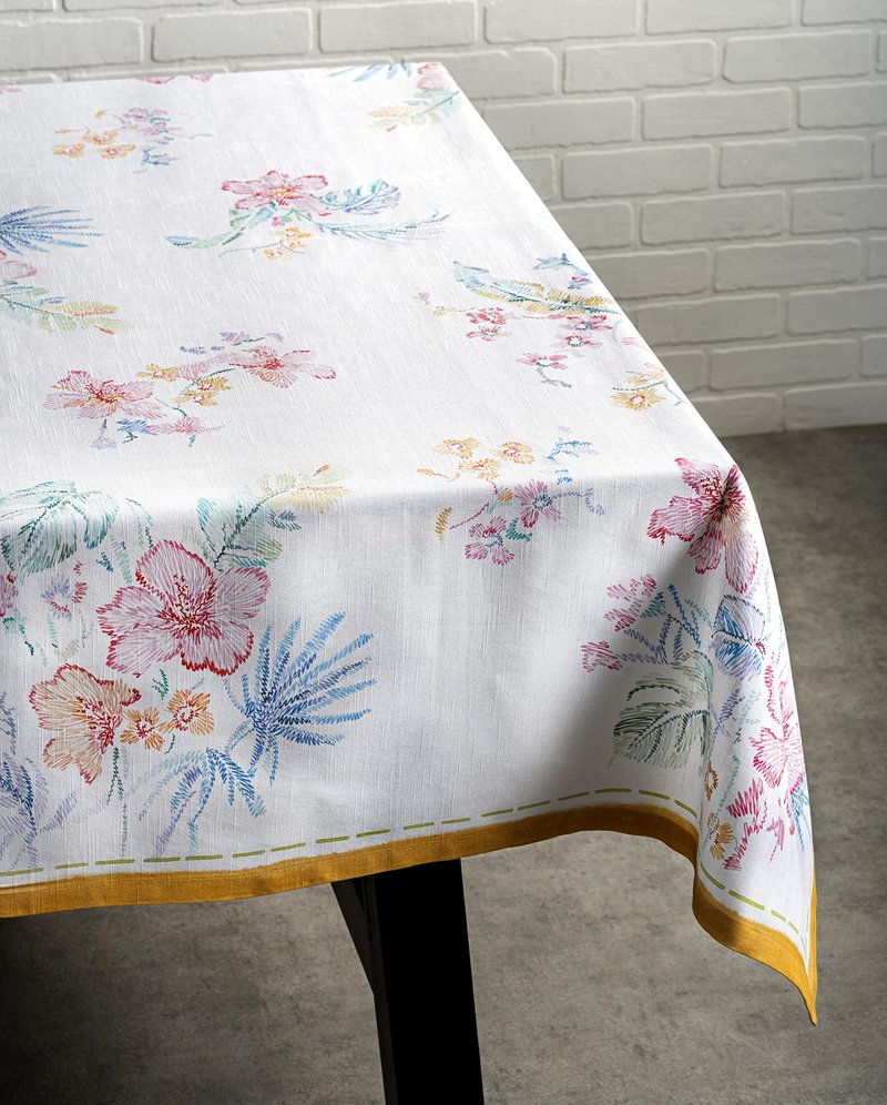 Maison d' Hermine Table Cloth Rectangle Table 100% Cotton 60 x 90 Inches Tablecloth Reusable Decorative for Dining Kitchen Room Farmhouse Home Gifts for Mothers Day Spring Summer - Paradise Island