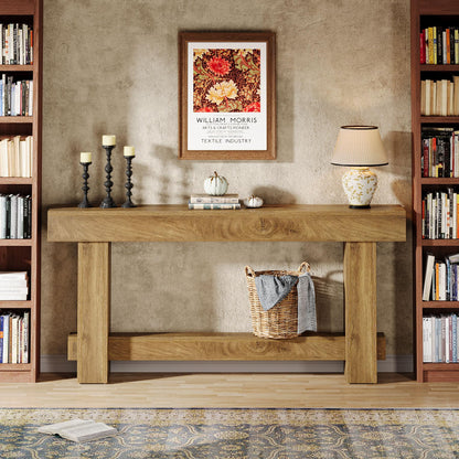 Tribesigns 70.9" Entryway Console Table, Extra Long Wooden Farmhouse Sofa Table Behind Couch, Modern Rustic Foyer Stand with Thick Legs for Hallway, Living Room, Wood Grain Finish