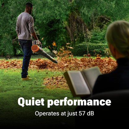 WORX Nitro Cordless Leaf Blower, Quiet Electric Blower for Lawn Care with 530 CFM & 180 MPH, 2 × 4.0 Ah Batteries & Charger Included, WG581.1