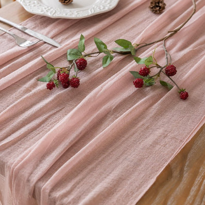 Keketoarrange Dusty Pink Mothers Day Table Runner Cheesecloth Gauze Rustic 120 Inch 10 FT for Wedding Baby Shower Bridal Shower Birthday Engagement Garden Party Long Sheer Boho Spring Home Decorations