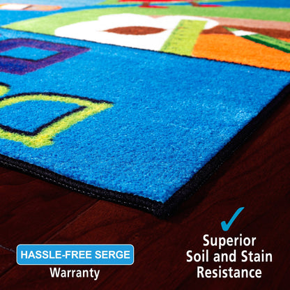 Flagship Carpets Dare to Dream Educational Rug for Children's Classroom Carpet, Home Learning Area Rug, Playroom or Kids Room Mat, 3' x 5', Blue