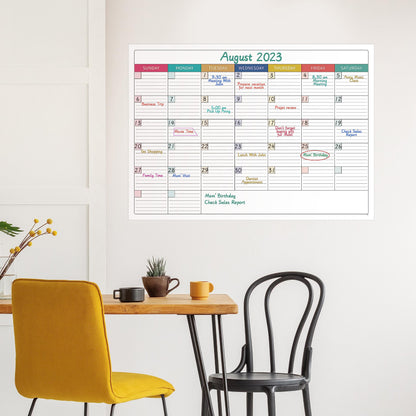 Large Dry Erase Calendar for Wall - Undated Dry Erase Calendar, Erasable Laminated Calendar for Wall with 8 Round Stickers, 40" x 28", Monthly Calendar for Office, Home, Classroom - Colorful