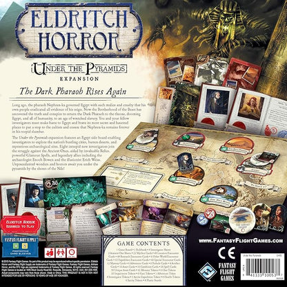 Eldritch Horror Under the Pyramids Board Game EXPANSION - Unearth Ancient Secrets in Egypt! Mystery Game for Adults Ages 14+ 1-8 Players 2-4 Hour Playtime Made by Fantasy Flight Games