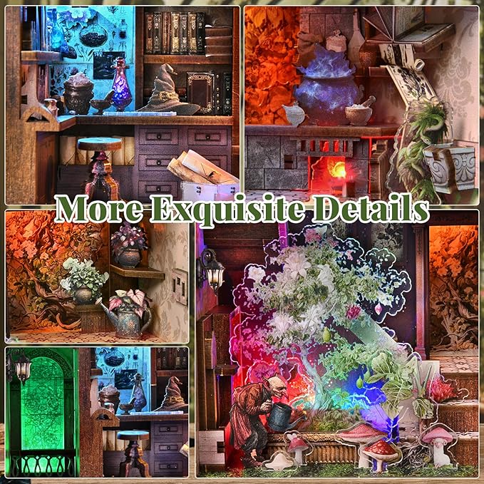 Book Nook KitTiny House Kits to Build to Live inDIY Wooden Crafts for Adults Mini Model Kits with LED Birthday and Valentine's Day Gift for Adults (Potion-Making Edition)
