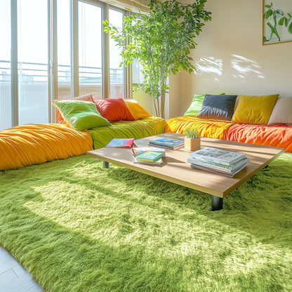 OLANLY Large Area Rug - Soft Fluffy Shaggy Carpet for Living Room & Bedroom | 5x8 Grass Green