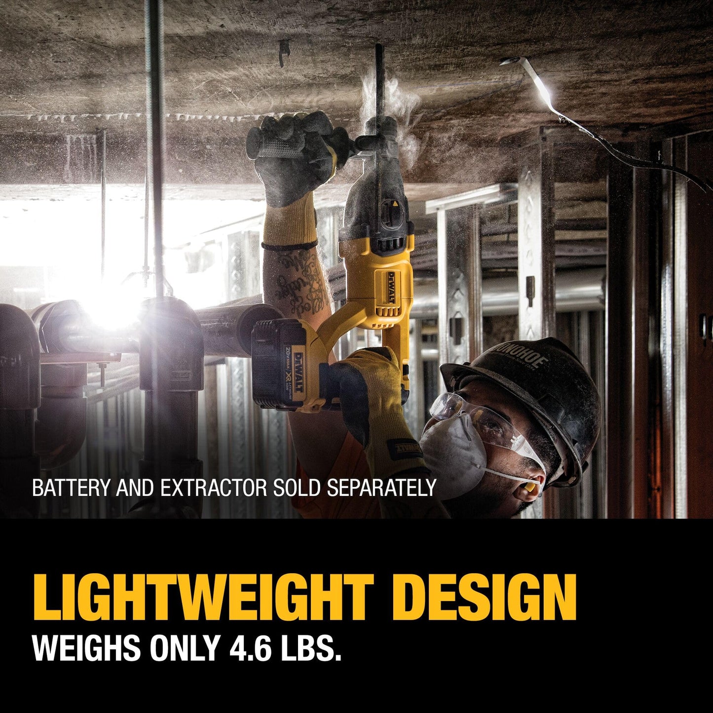 DEWALT 20V MAX SDS Plus 1 Inch Cordless Rotary Hammer with D-Handle, Bare Tool Only (DCH133B)