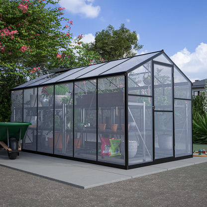 KEIKI 6x12 FT Greenhouse for Outdoors, Heavy Duty Polycarbonate Greenhouse, Large Walk-in Green House with Double Doors and Two Ventilation Windows for Outside Green House Garden Backyard