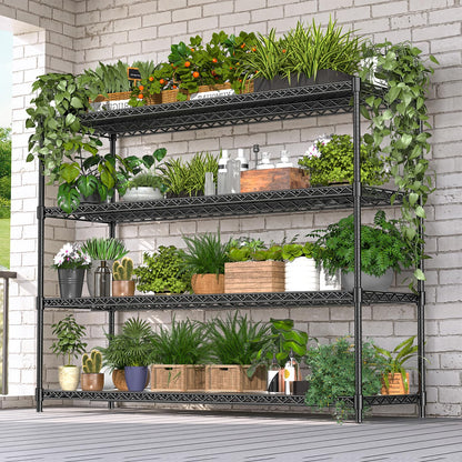 RackBro 60" W Storage Shelves 2640 LBS Heavy Duty Garage Shelving, Adjustable Wire Shelving Metal Shelving with Liners, Fits 27-Gallon Totes, 60" W x 18" D x 68.4" H for Commercial Warehouse, Black