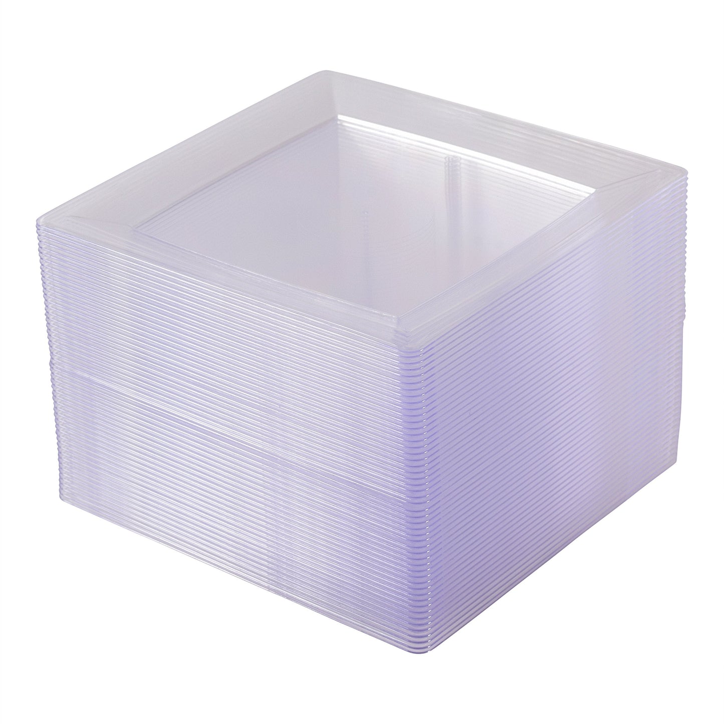 Oasis Creations Clear Square Plates Set 9" - 50 Count - Premium Hard Clear Plastic - Disposable and Reusable - Dinner - Salad - Party Plate Set - Weddings, Parties, Events & More!