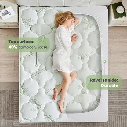 BDEUS Twin XL Mattress Topper Viscose Derived from Bamboo Extra Thick Mattress Pad, Ultra Soft Cooling Mattress Protector Cover with 21" Deep Pocket for Back Pain Relief