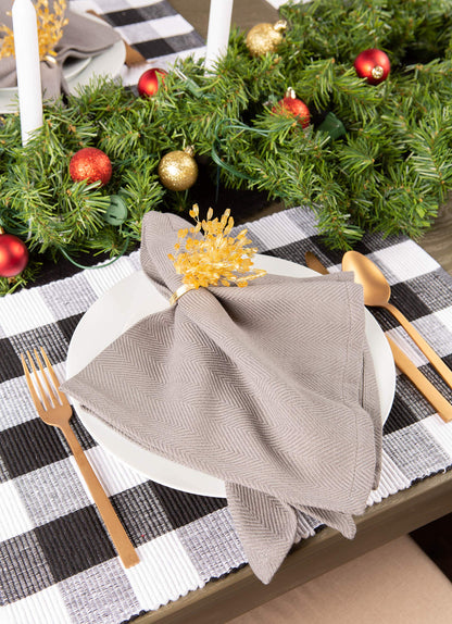 DII Buffalo Check Collection, Classic Farmhouse Tabletop Set, Placemat Set, 13x19, Black & White, 6 Piece