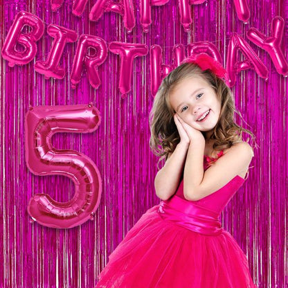 Hot Pink Party Streamers Backdrop - GREATRIL Shiny Fuchsia Tinsel Foil Fringe Curtain for Birthday/Flamingo/Fancy/Galentine/Breast Cancer Awareness Decorations - 3.2ft X 8.2ft - 2 Packs