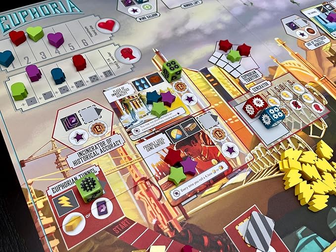 Stonemaier Games: Euphoria: Build a Better Dystopia (Base Game) by Jamey Stegmaier &amp Alan Stone | Competitive Dice Worker Placement Strategy Board Game for Adults &amp Family | 2-6 Players 60 Mi