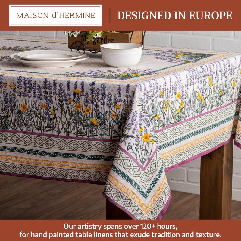 Maison d' Hermine Table Cloth Square Table 100% Cotton 60 x 60 Inches Tablecloth Reusable Decorative for Dining Kitchen Room Farmhouse Home Gifts for Mothers Day Spring Summer - Fanny Lavender