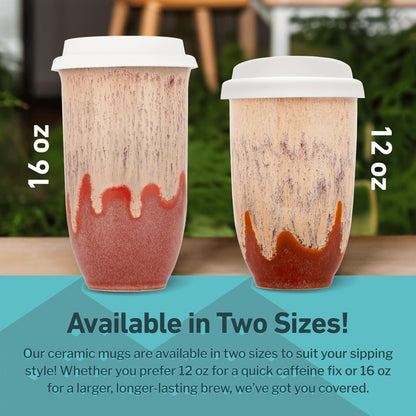 NOVA CERAMICS Travel Coffee Cup– Travel Coffee Tumbler – On the Go Coffee Mug – Microwave & Dishwasher Safe Green CoffeeTumbler - Gifts For Women Men Him Her – 16oz – Jupiter