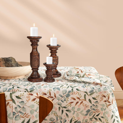 Hand Carved Wooden Pillar Candle Holders - Set of 3 |Carving Decorative Style | Crafted from Mango Wood | Rustic Table Centerpiece Decor | Sized 6", 9" and 12" - Dark Burnt