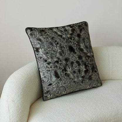 Damask Throw Pillow Covers Cases Soft Cut Velvet Design Pillow Cover Elegant Luxurious Gray Decorative Cushion Covers for Living Room Couch Bed Sofa Chair Home Decor Decorations 24x24inch 1piece