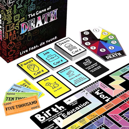 Gift Republic Game of Death – Live Fast Die Young | Dark Humour Adult Party Board Game | Outrageous Survival Challenge for 2- Players | Mature Content